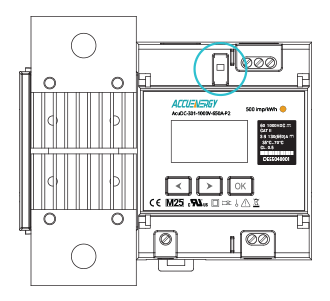 front view drawing of the AcuDC 300 EV charging meter.